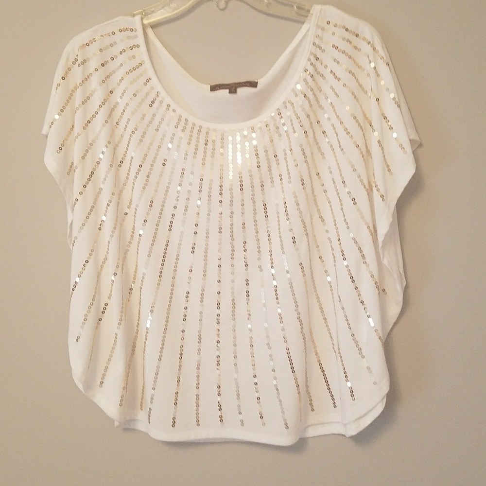 Gold sequin flowy top